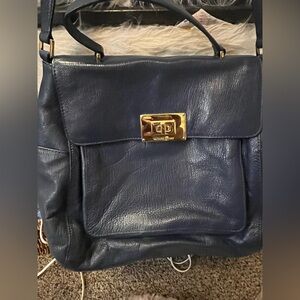 Coach. Elegant Navy Blue Leather Handbag